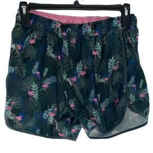 Rainforest Shorts Womens Medium Beach Flamingo Elastic Waist Lined Swim Trunks